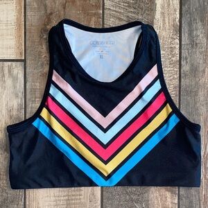 Goldsheep Black Tank with Vibrant Chevron Design size XL